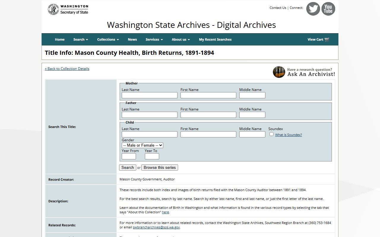 Snohomish County genealogy records at the Digital Archives covering Everett Washington area