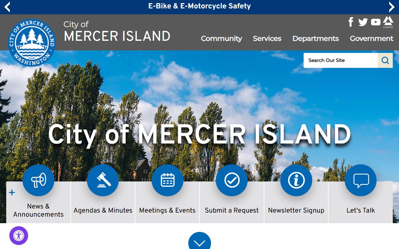 Mercer Island city website for genealogy and public records access
