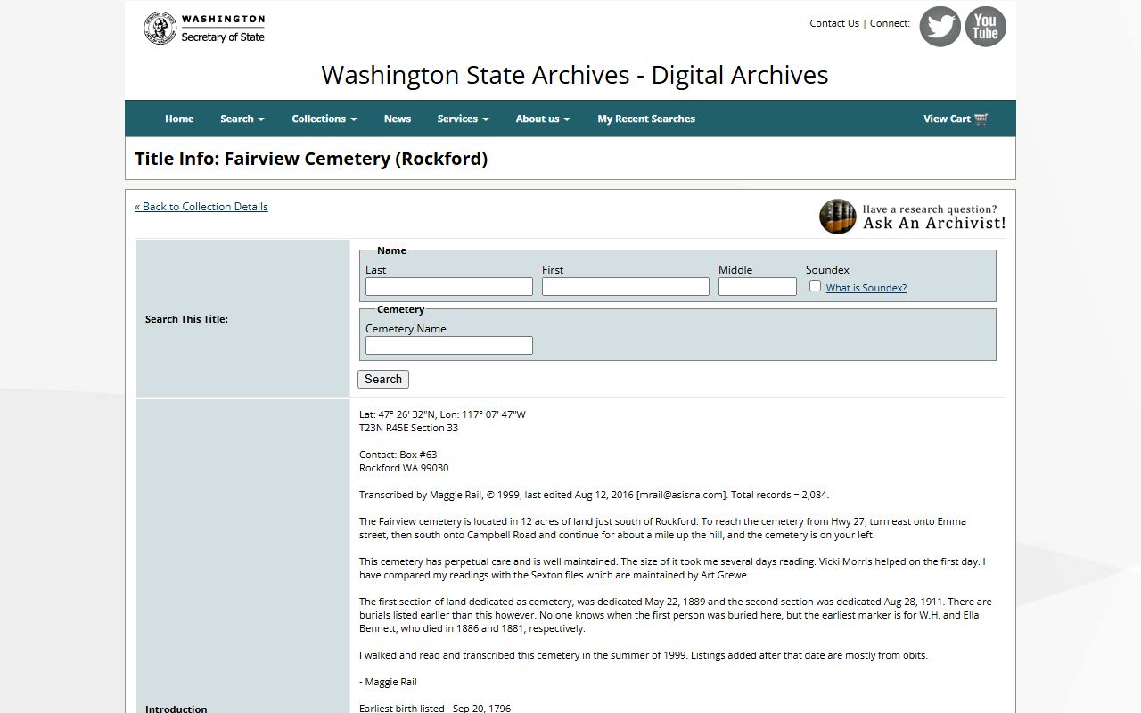 Washington State Digital Archives collection for Mill Creek East and Snohomish County genealogy records