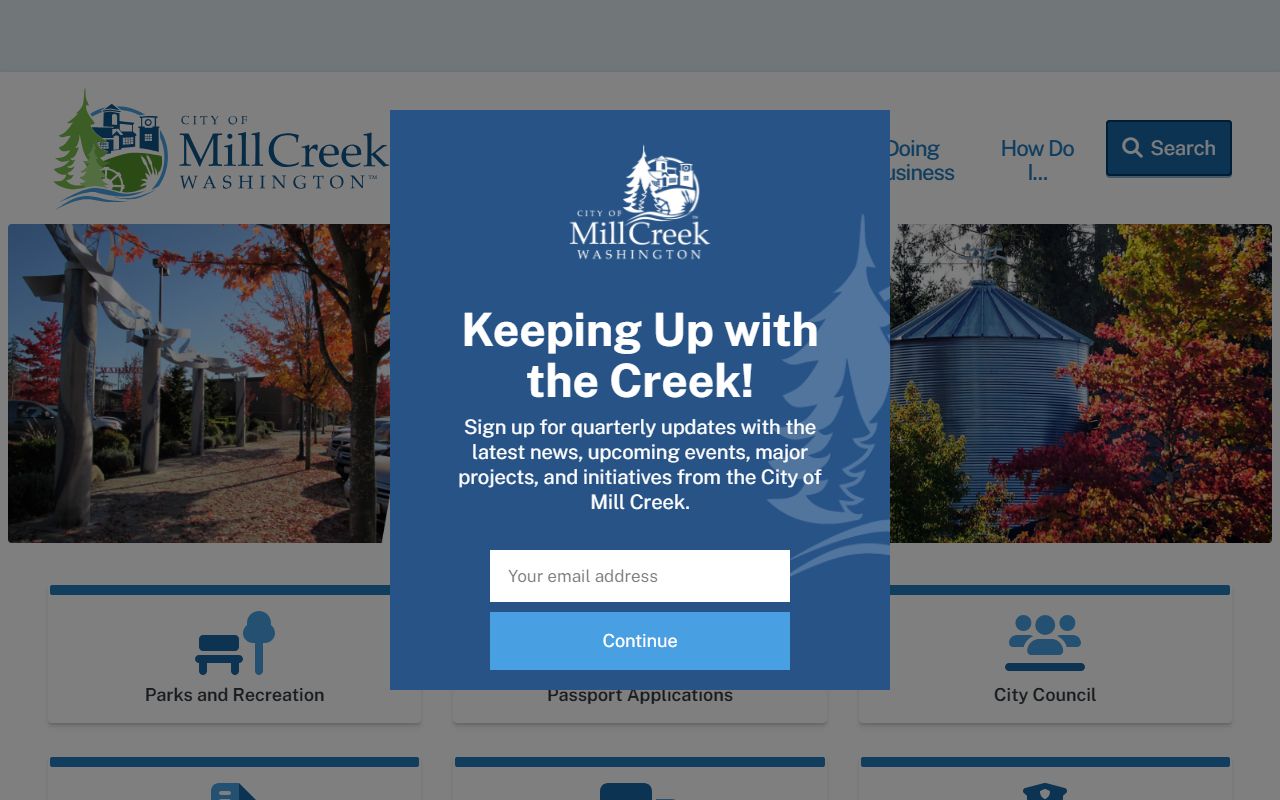 Mill Creek East city website for genealogy and public records access in Snohomish County