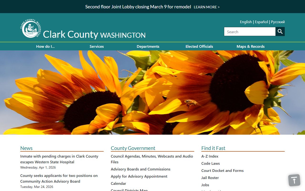 Clark County government website for Orchards genealogy records research