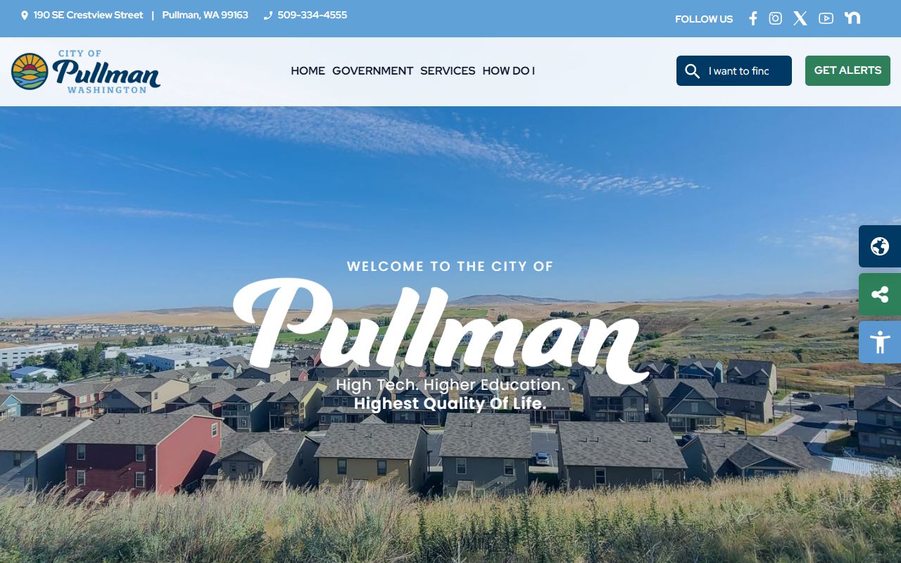 City of Pullman Washington official website for municipal genealogy records
