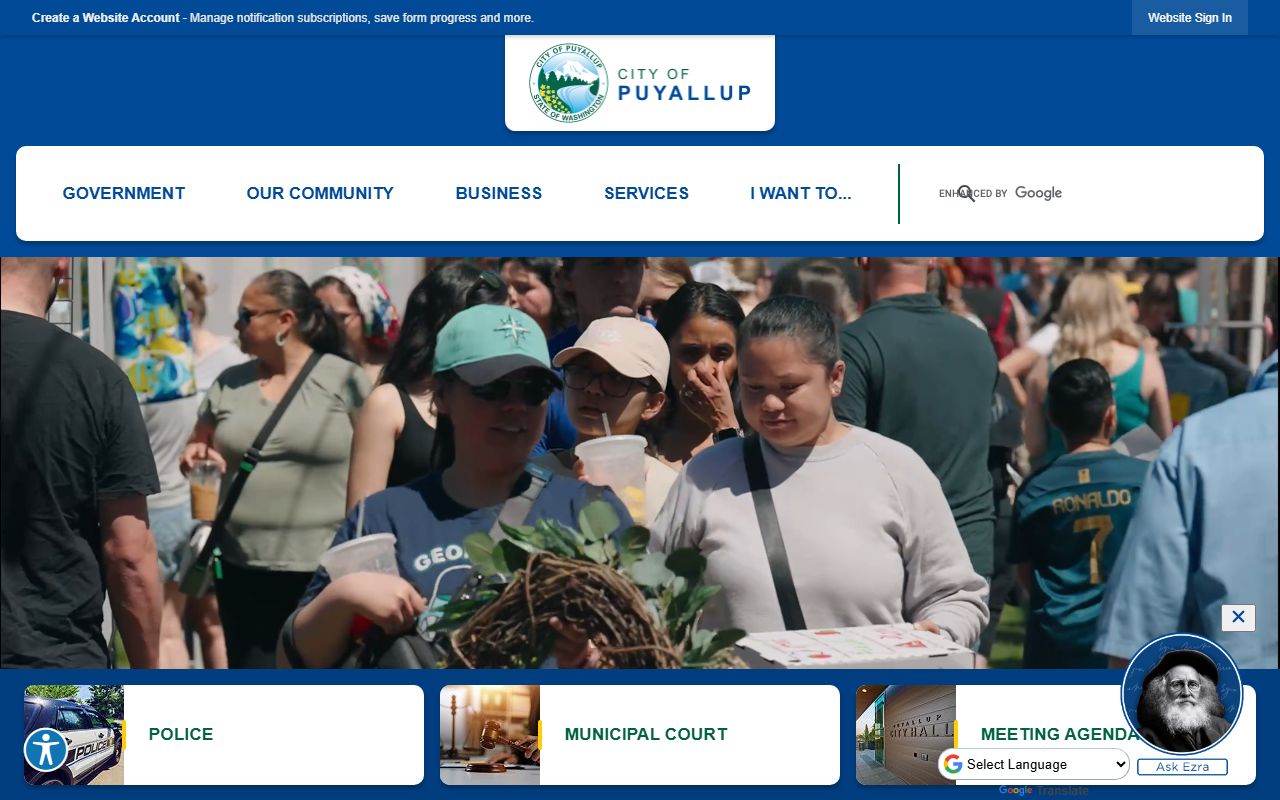 City of Puyallup website for municipal genealogy records access