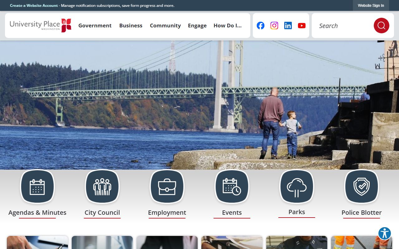 City of University Place Washington website for municipal genealogy records and public records requests