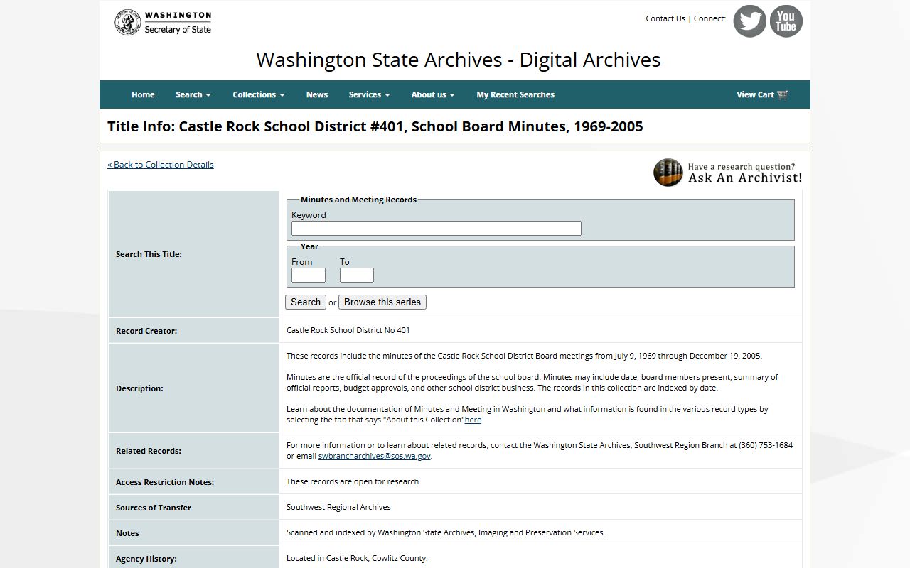 Washington State Digital Archives Clark County genealogy records collection for Vancouver