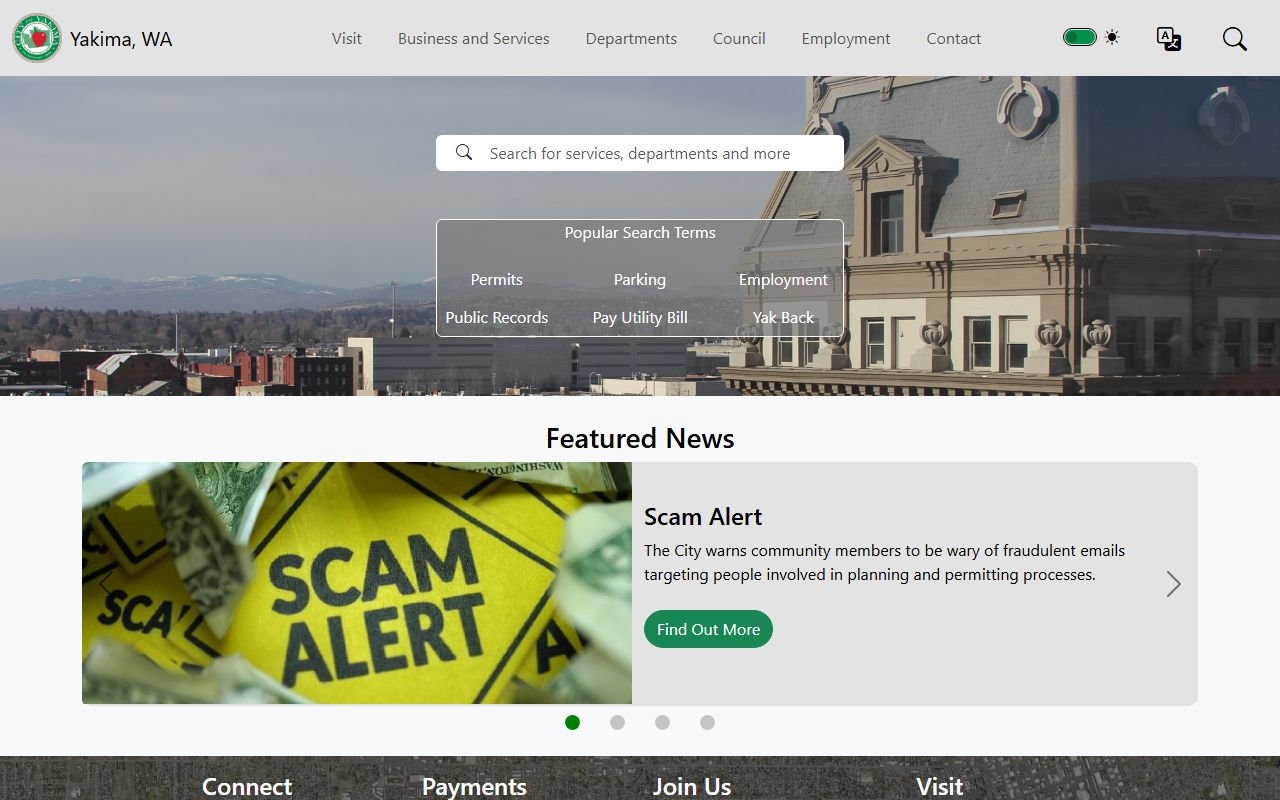 City of Yakima Washington official website for public records and genealogy research