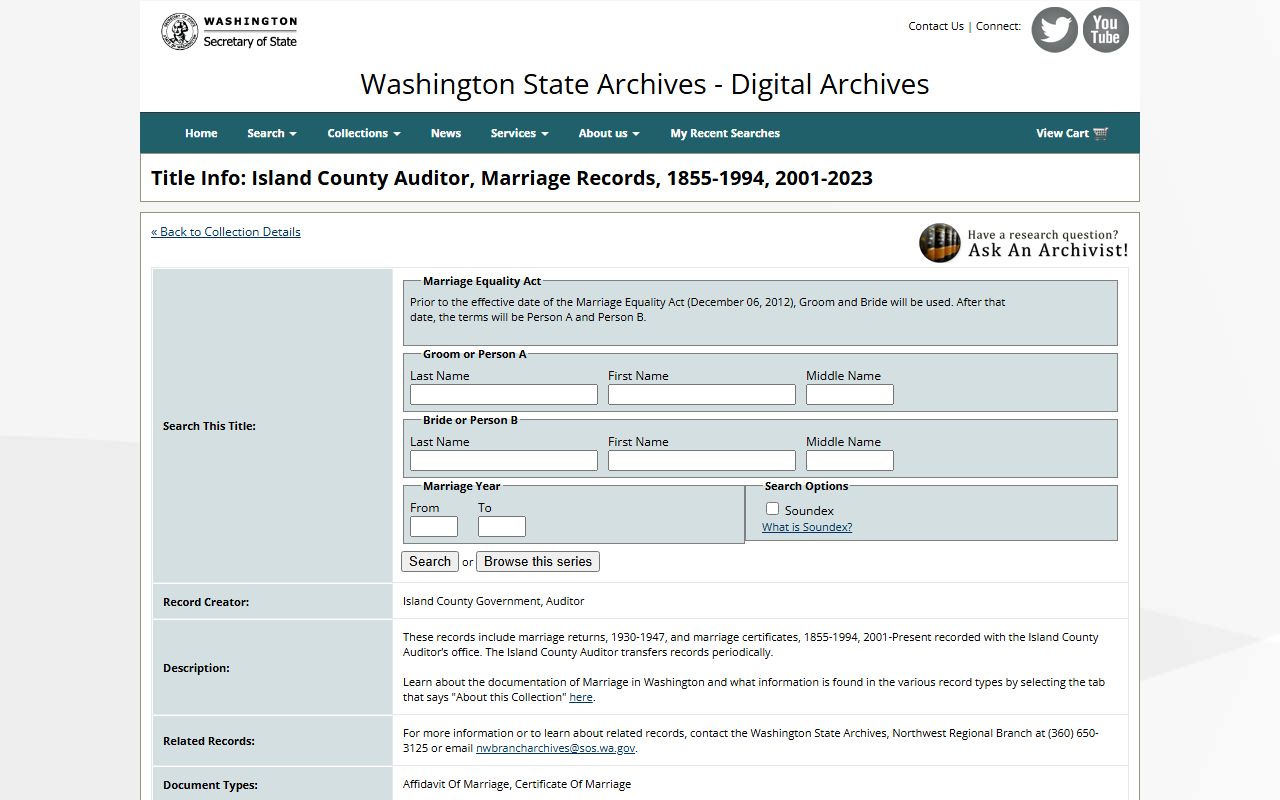 Adams County Washington genealogy records at the Washington State Digital Archives