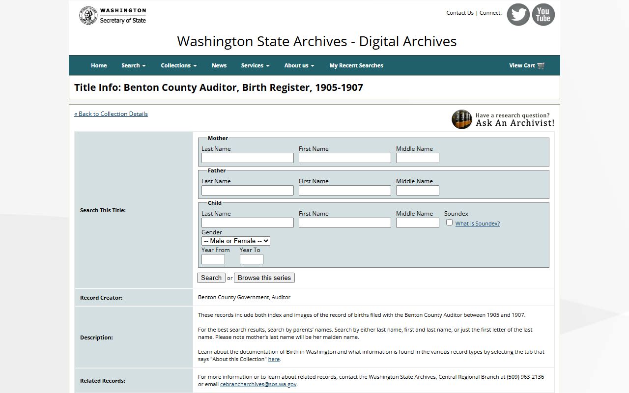 Asotin County Washington ancestry records collection