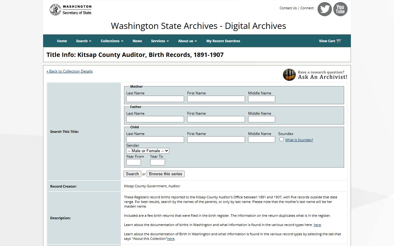 Kitsap County Washington genealogy birth records