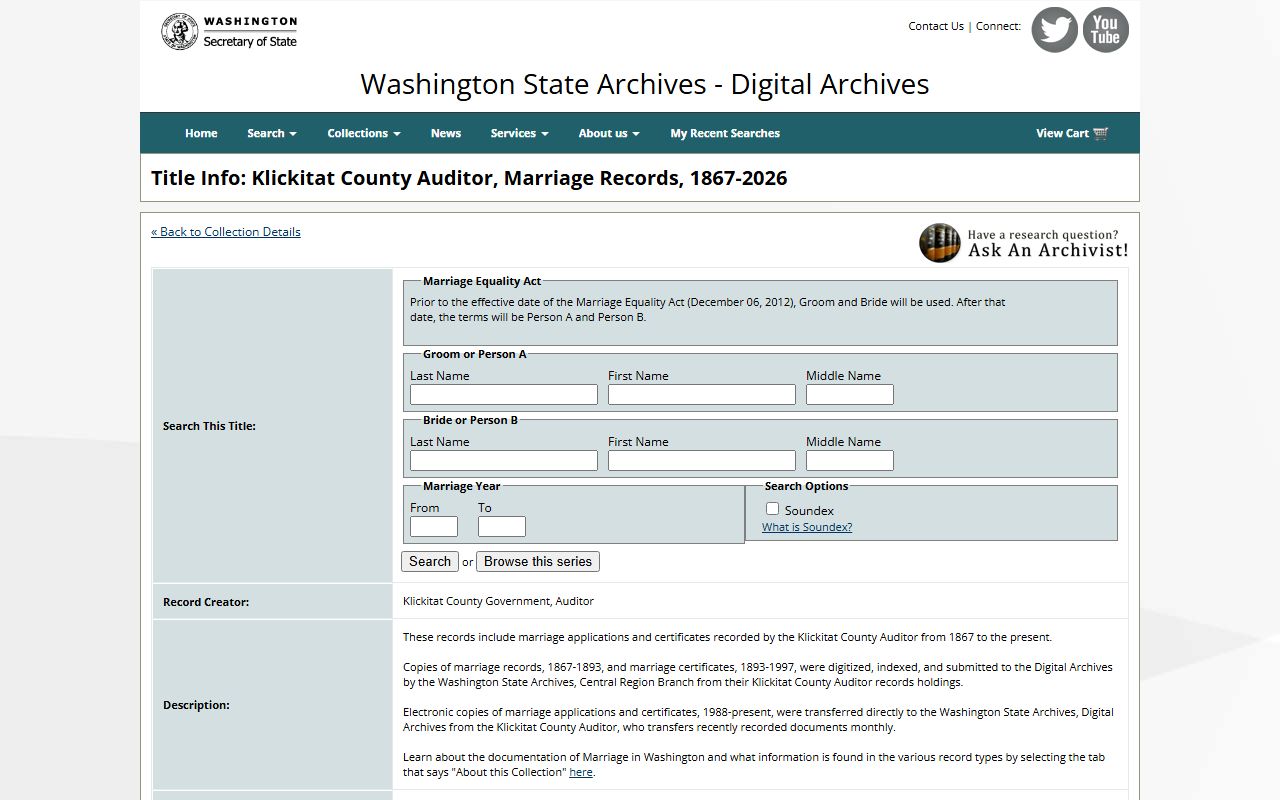 Klickitat County Washington genealogy records