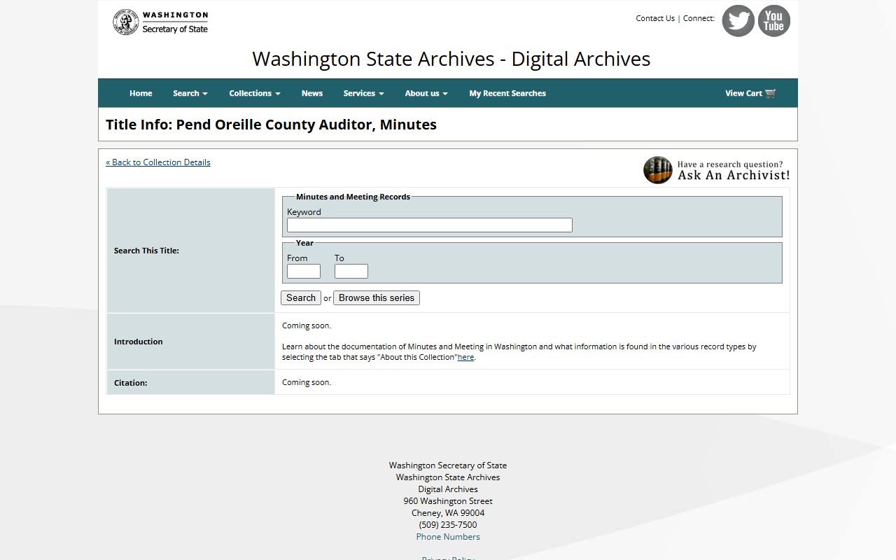 Pacific County marriage records in the Washington State Archives Digital Archives