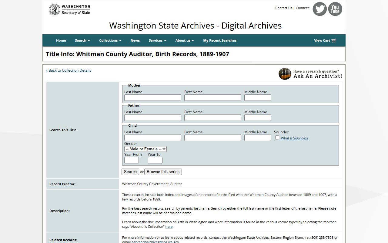 Whitman County Washington genealogy records