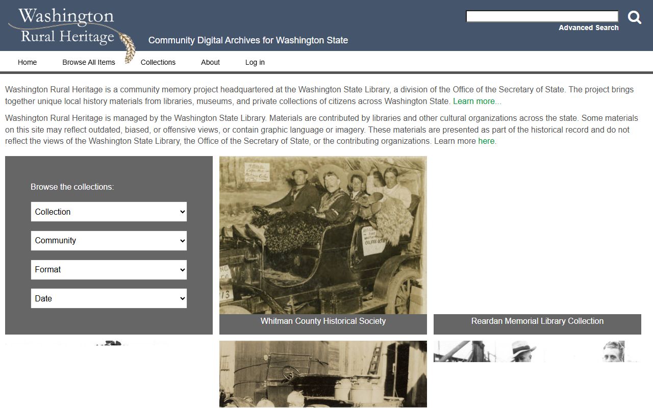 Washington Rural Heritage genealogy and local history records