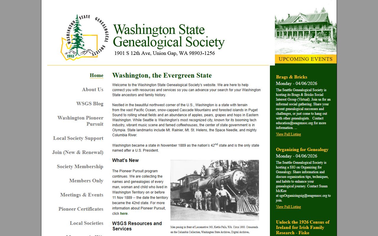 Washington State Genealogical Society family history resources